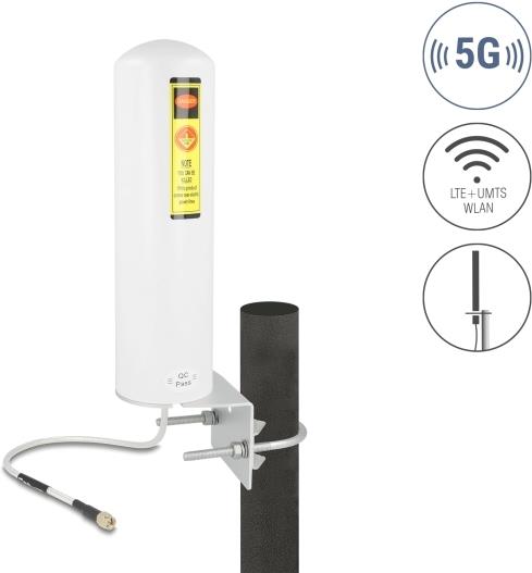 Delock 5G LTE Antenne SMA Stecker 3 - 5 dBi starr omnidirektional Wand- und Mastmontage (10036)