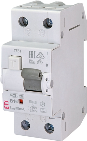 ETI 002173204 - FI-LS-Schutzschalter KZS-2M A B16/0.03 (Auslösecharakteristik B | 240 V | 50/60 Hz | 1+N) (002173204)