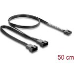 Delock Y-Lüfterkabel 1 x 4 Pin PWM Buchse zu 2 x 4 Pin PWM Stecker schwarz – 50 cm Länge mit 20 cm Abzweigen (84543)
