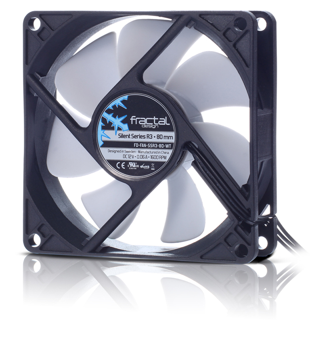 Fractal Design Silent Series R3 80 mm Gehäuselüfter Schwarz, Weiß