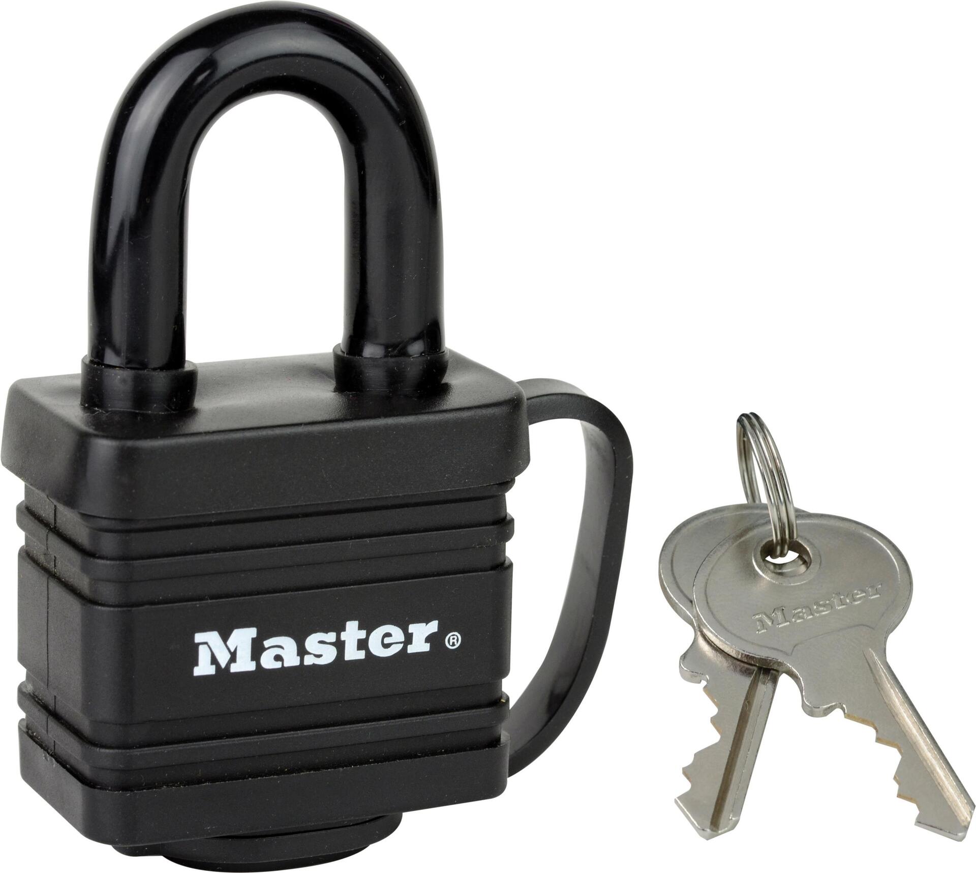 MASTER LOCK 2 x 40 mm breiteVorhngeschlsser aus Stahl mit Stiftzuhaltung und Abdeckung; schwarz (7804EURT)