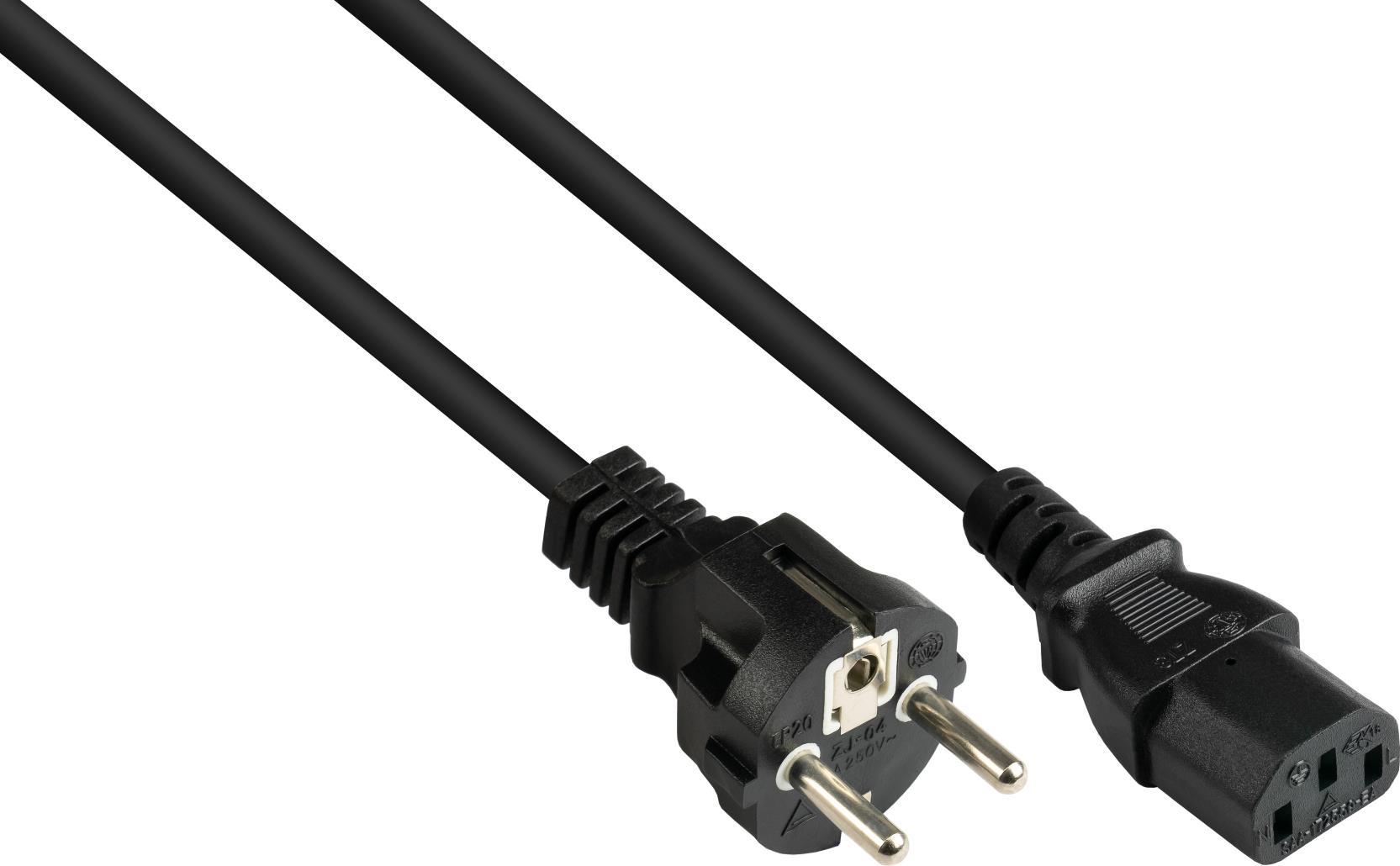 Alcasa P0030-S030 Stromkabel Schwarz 3 m Netzstecker Typ E+F C13-Koppler (P0030-S030)