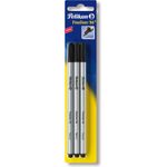 PELIKAN Fineliner 96 schwarz 3/B metallgefasste Spitze dokumentenechte lichtbestaendige Tinte Strichstaerke 4mm auf Blisterkarte (00940601)