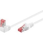 Goobay CAT 6 Patchkabel 1x 90° gewinkelt, S/FTP (PiMF), Weiß, 0.5 m - Rastnase oben, LSZH halogenfrei, Kupfer (51549)