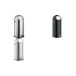 helit Tret-Abfalleimer, Push-Einwurfklappe, 52 Liter, silber rund, aus Edelstahl, 2 Tragegriffe an den Seiten, - 1 Stück (H2405400)