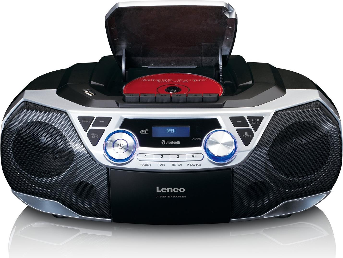 Lenco SCD-720SI Tragbarer Ghettoblaster CD Bluetooth DAB+/FM Silber