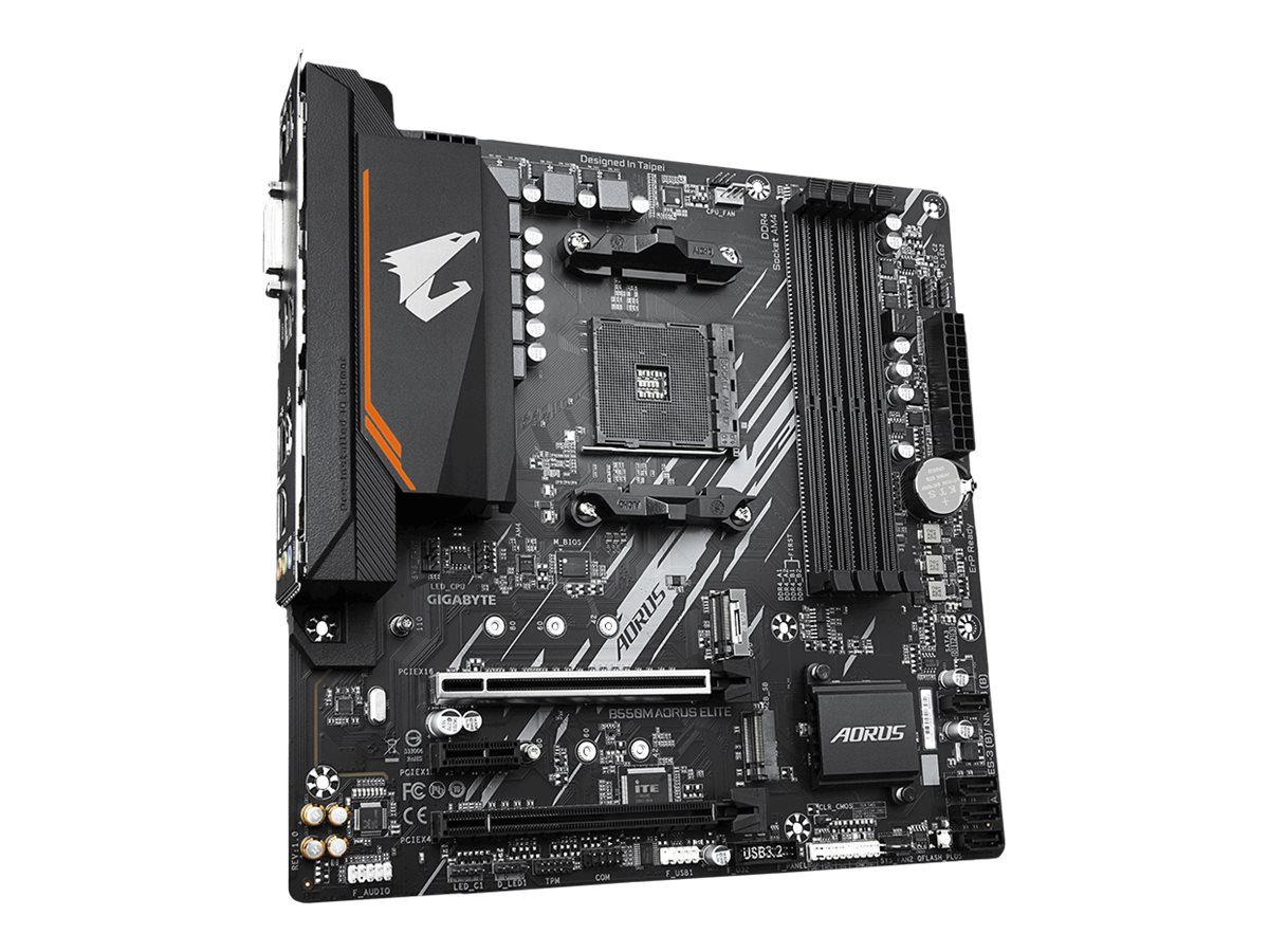 Gigabyte B550M AORUS ELITE Mainboard Sockel AM4 AMD B550 Micro ATX DDR4 Schwarz, Grau