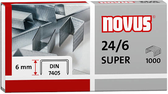novus Heftklammern 24-6 DIN Super, Inhalt: 1000 Stück verzinkt (040-0026)