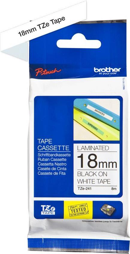 Brother TZe-241 Farbband 18 mm Schwarz auf Weiß