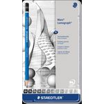 STAEDTLER Bleistift Mars Lumograph, 12er Etui im Metalletui, 12 Härtegrade: 8B, 7B, 6B, 5B, 4B, 3B, 2B, B, - 5 Stück (100 G12 S)