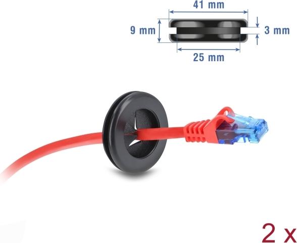 Delock Gummi Kabeldurchführung rund O schwarz 2 Stück (67327)