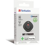 Verbatim My Finder. Zweck: Persönlich, Produkttyp: Finder, Produktfarbe: Schwarz. USB-Version: 3.2 Gen 1 (3.1 Gen 1). Akku-/Batterietyp: CR2032. Unterstützte mobile Betriebssysteme: iOS. Gewicht: 13 g, Breite: 43 mm, Tiefe: 44 mm (32130)