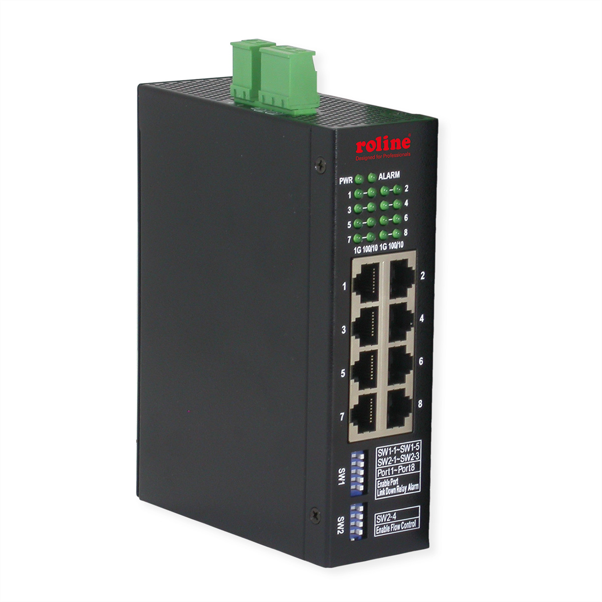 ROLINE Industrial Managed Gigabit Ethernet Switch 8-Port Schwarz