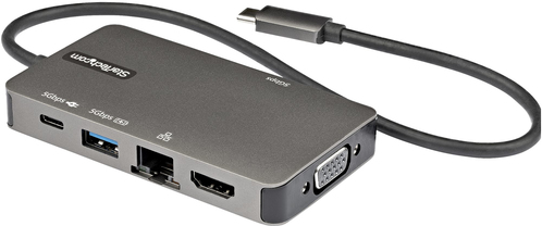 StarTech.com USB-C Multiport Adapter - USB-C auf 4K 30Hz HDMI oder 1080p VGA - USB Typ-C Mini Dock mit 100W Power Delivery Passthrough - 3-Port USB Hub 5 Gbit/s - GbE - 30cm Kabel - USB 3.2 Gen 1 (3.1 Gen 1) Type-C - HDMI - RJ-45 - USB 3.2 Gen 1 (3.1 Gen 1) Type-A - USB 3.2 Gen 1