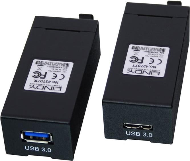 LINDY USB 3.1 Gen1 Fibre Optic Extender (Transmitter and Receiver units) (42707)