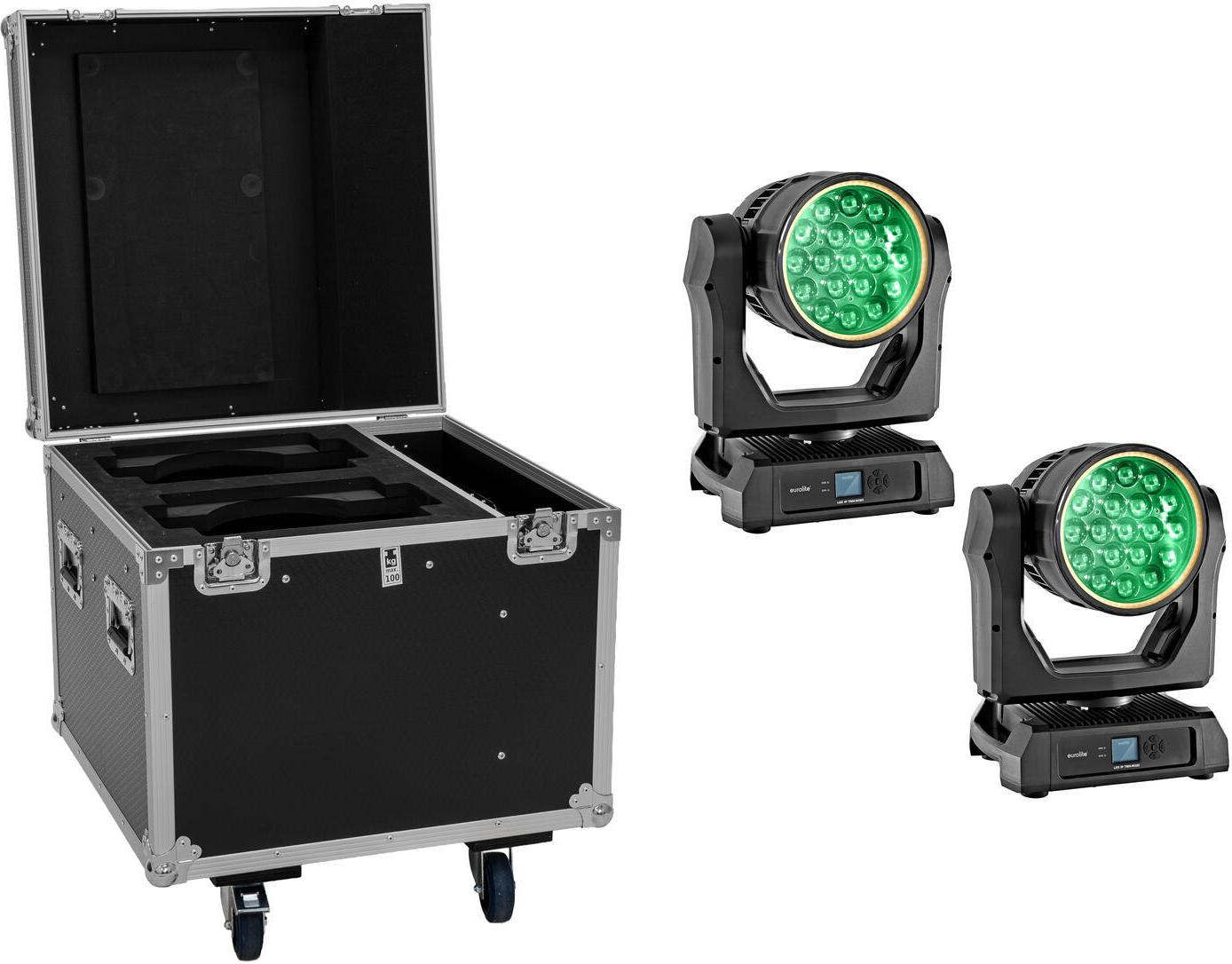EUROLITE Set 2x LED IP TMH-W285 Hypno Moving-Head Wash IP65 + Flightcase mit Rollen