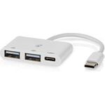 Nedis USB-Hub| 1x USB-C| 2x USB 2.0 A Female| 3-Port port s| (CCGB64785WT01)