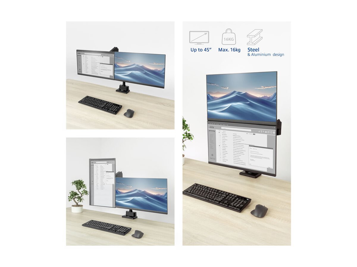 ACT office solid pro Monitorarm AC8330 für 2 Bildschirme bis 34" Gasfeder Schwarz