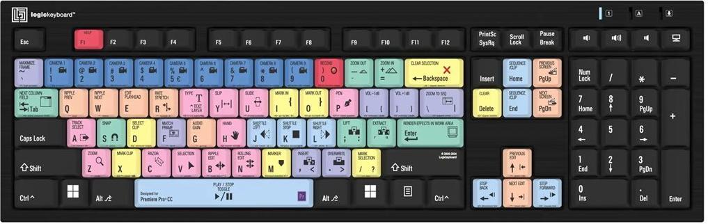LogicKeyboard Nero Slim Line Adobe Premiere Pro CC Tastatur USB QWERTZ Deutsch Schwarz Mehrfarbig