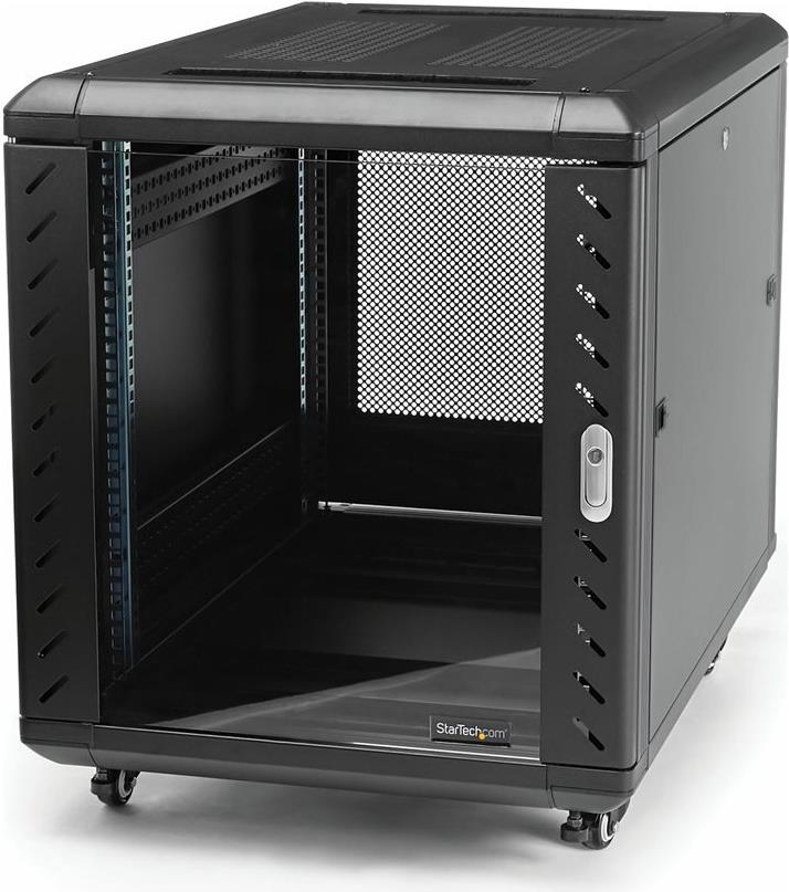 StarTech.com 15HE 19" Serverschrank 800 mm tief bis 800 kg abschließbar mit Rollen Schwarz