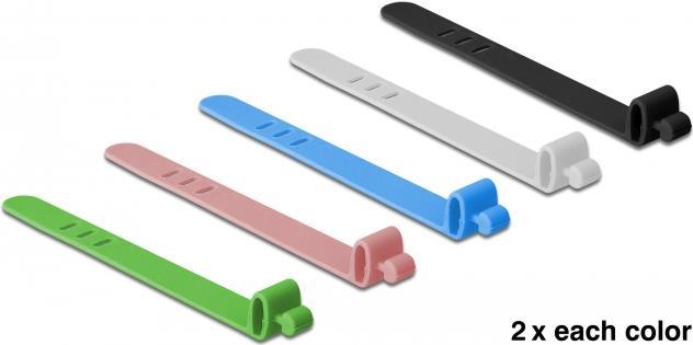 Delock Silikon-Kabelbinder wiederverwendbar 10 Stück farbig sortiert (18828)