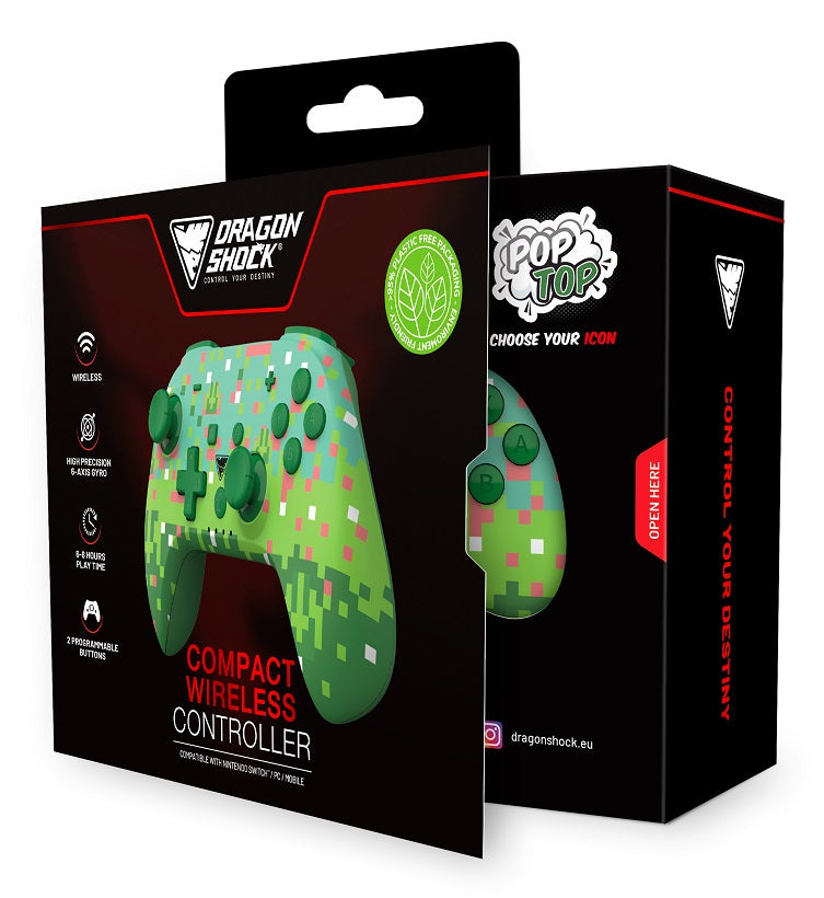 DragonShock PopTop Wireless Gamepad Nintendo Switch PC Grün