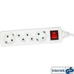 InLine® Steckdosenleiste, 4-fach, 2x Schutzkontakt + 2x Euro, mit Schalter, 1,5m, weiß (16441T)