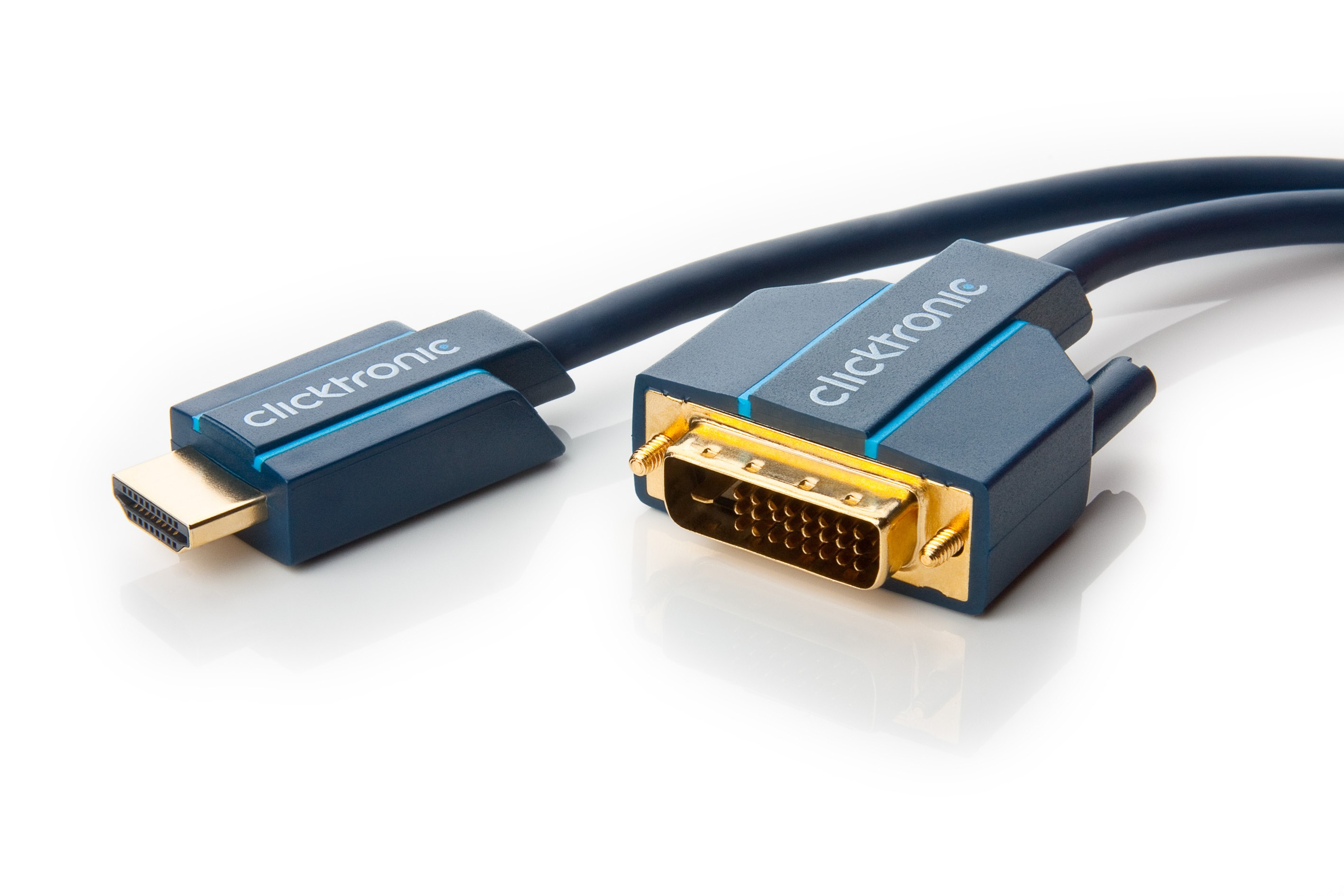 ClickTronic Casual Series Adapterkabel HDMI A auf DVI-D (24+1) Stecker 3 m Blau