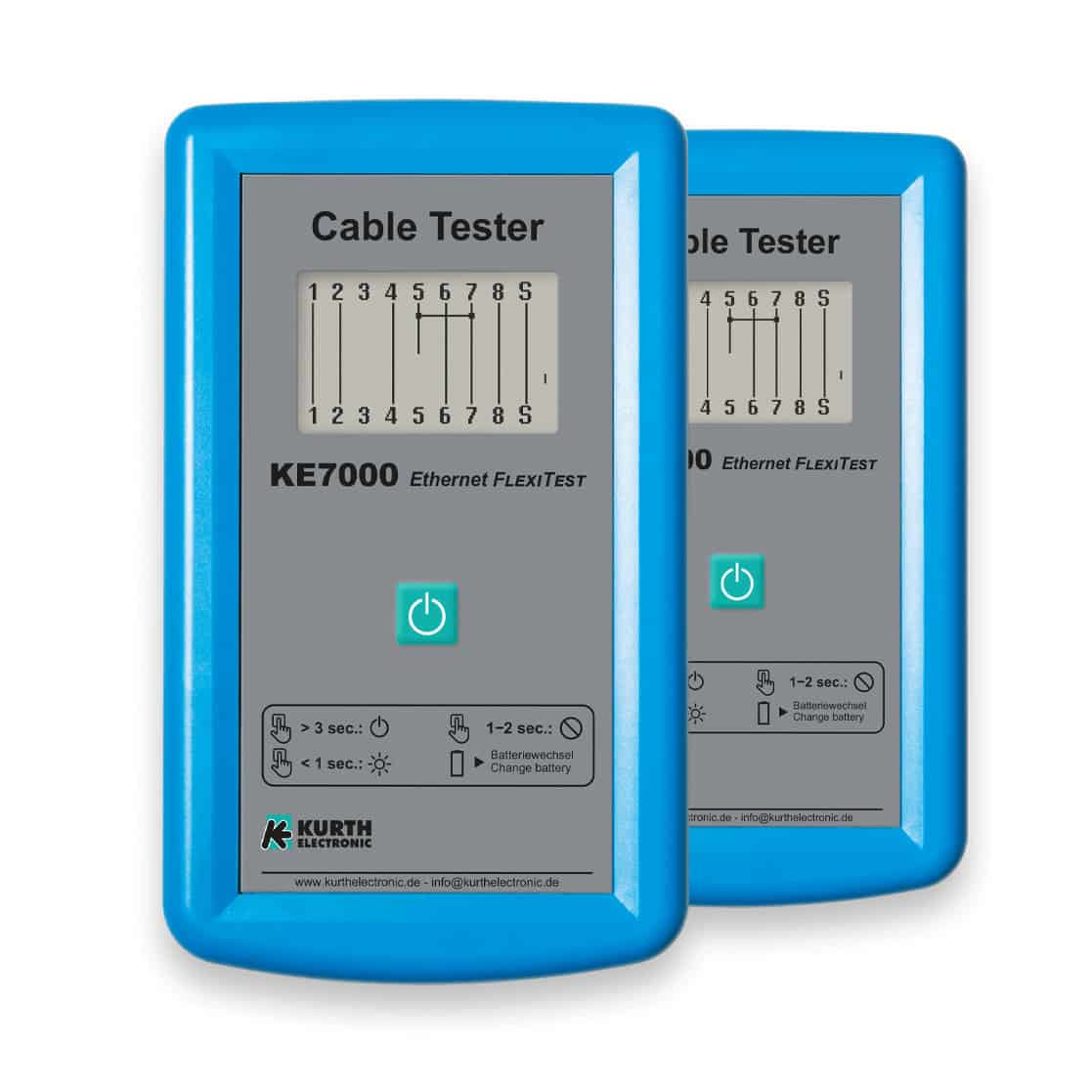 Kurth KE7000 UTP/STP-Kabeltester RJ-11/RJ-45 LCD Blau