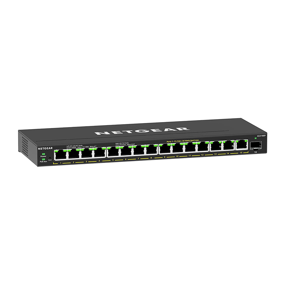 NETGEAR Plus GS316EP - Managed Switch - 16 Ports PoE+ 180W Schwarz