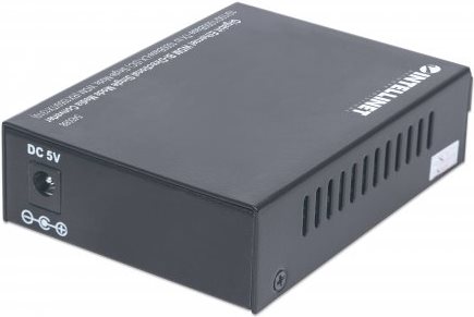 INTELLINET Gigabit Ethernet WDM bidirektionaler Singlemode Medienkonverter 10/100/1000Base-TX auf 1000Base-LX (SC) Singlemode, 20 km, WDM (RX1550/TX1310) (545068)