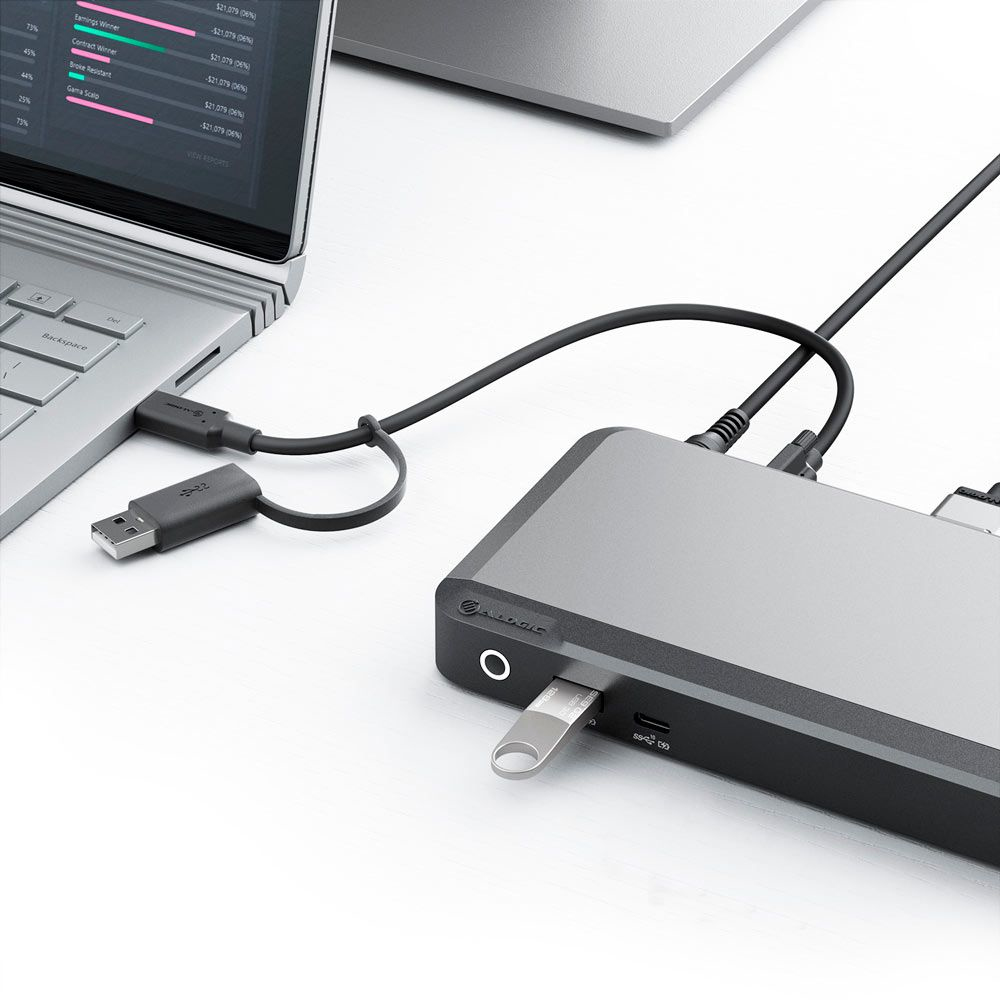 ALOGIC DX2 Dockingstation USB-C 2 x DP 1GbE Schwarz