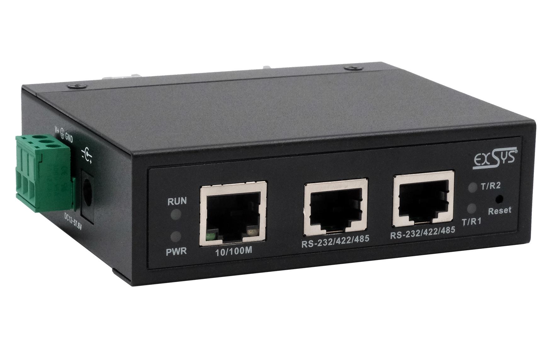 Exsys EX-61002 Geräteserver 2x RS-232/422/485 2x Ethernet mit Netzadapter