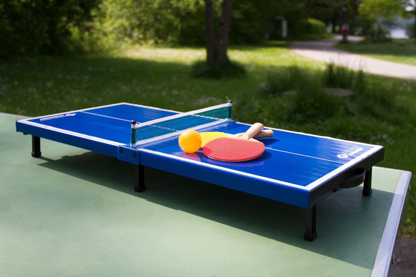 Donic Schildkröt Mini-Tischtennis Tisch-Set, zusammenklappbar, Kunststoff, Blau