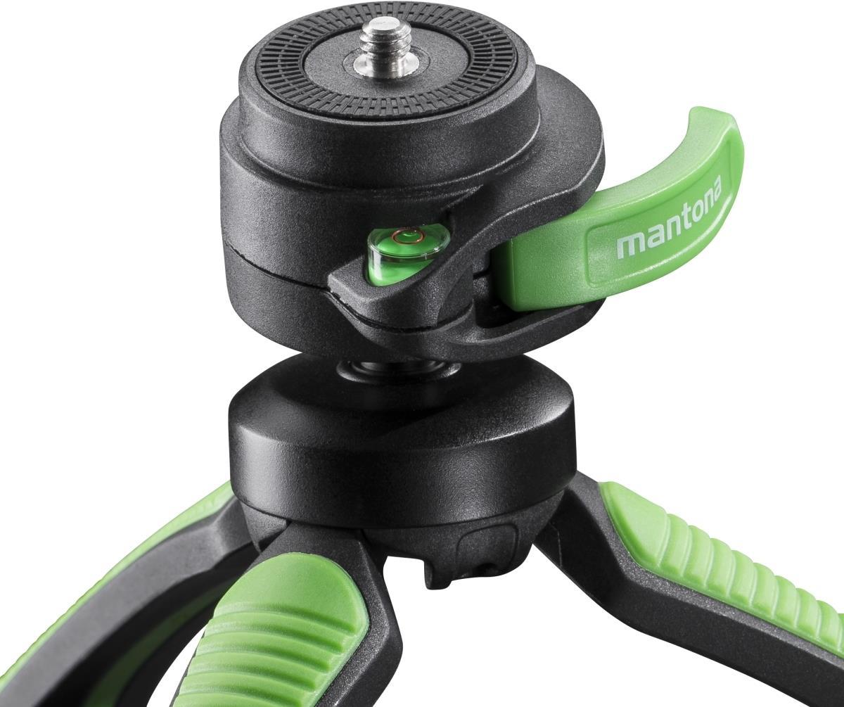 Walimex Mantona kaleido Gaia Mini 3-Bein Tisch- und Handstativ (inkl. Kugelkopf (1/4" ) Anschluss, Wasserwage und Handschlafe) lime grün (1021407)