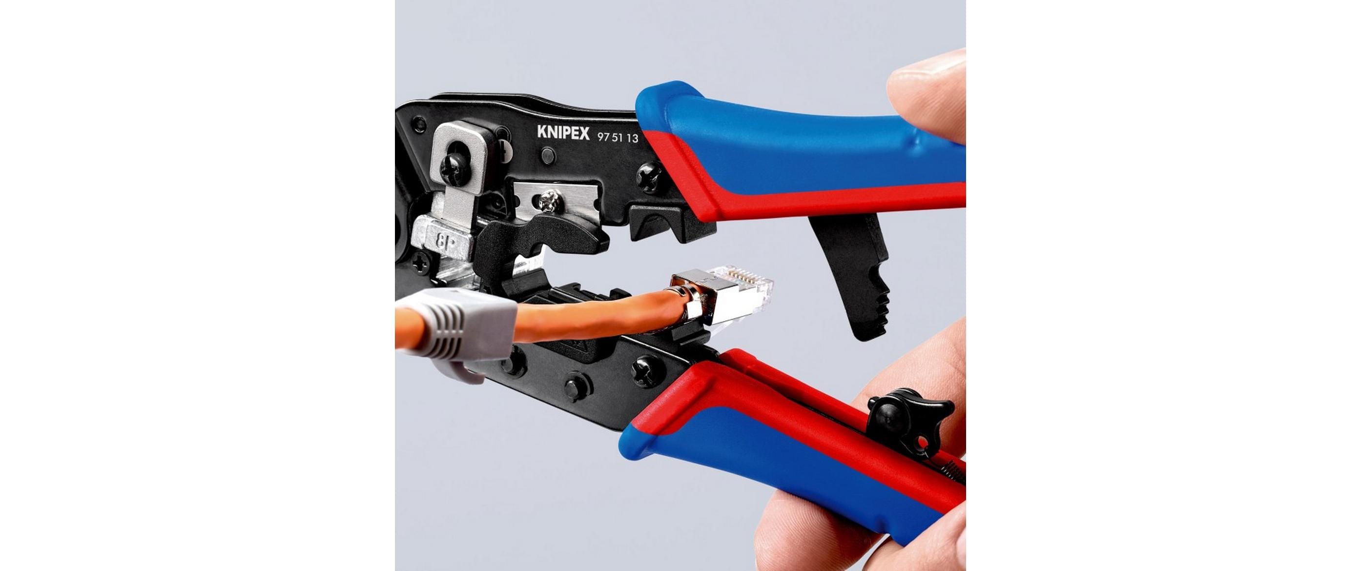 Knipex Crimpzange 97 51 13 für Westernstecker RJ45 Schwarz, Blau, Rot