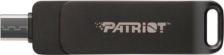 Flashdrive PATRIOT Rage R550 128GB 100 MB/S USB A+C Drehbares Design (PE128GR550DSAD) Schwarz (PE128GR550DSAD)