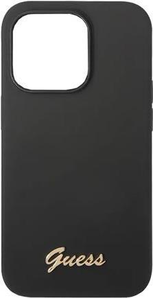 Guess Liquid Silicone Metal Logo Case für Apple iPhone 14 Pro - black (GUHCP14LSLSMK)