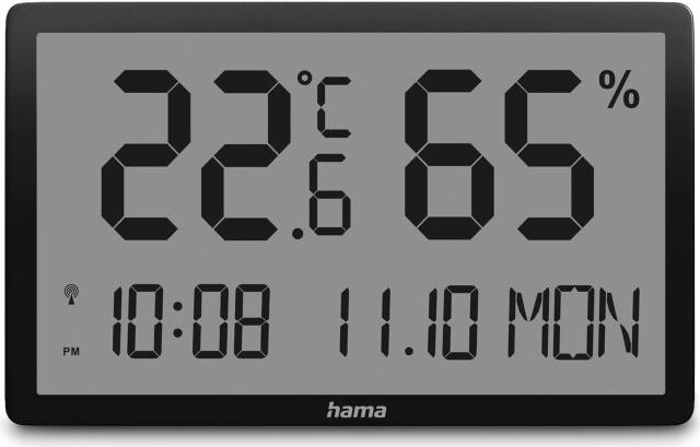 Hama Thermometer und Hygrometer Lombok, digital, für innen, Schwarz (00222232)