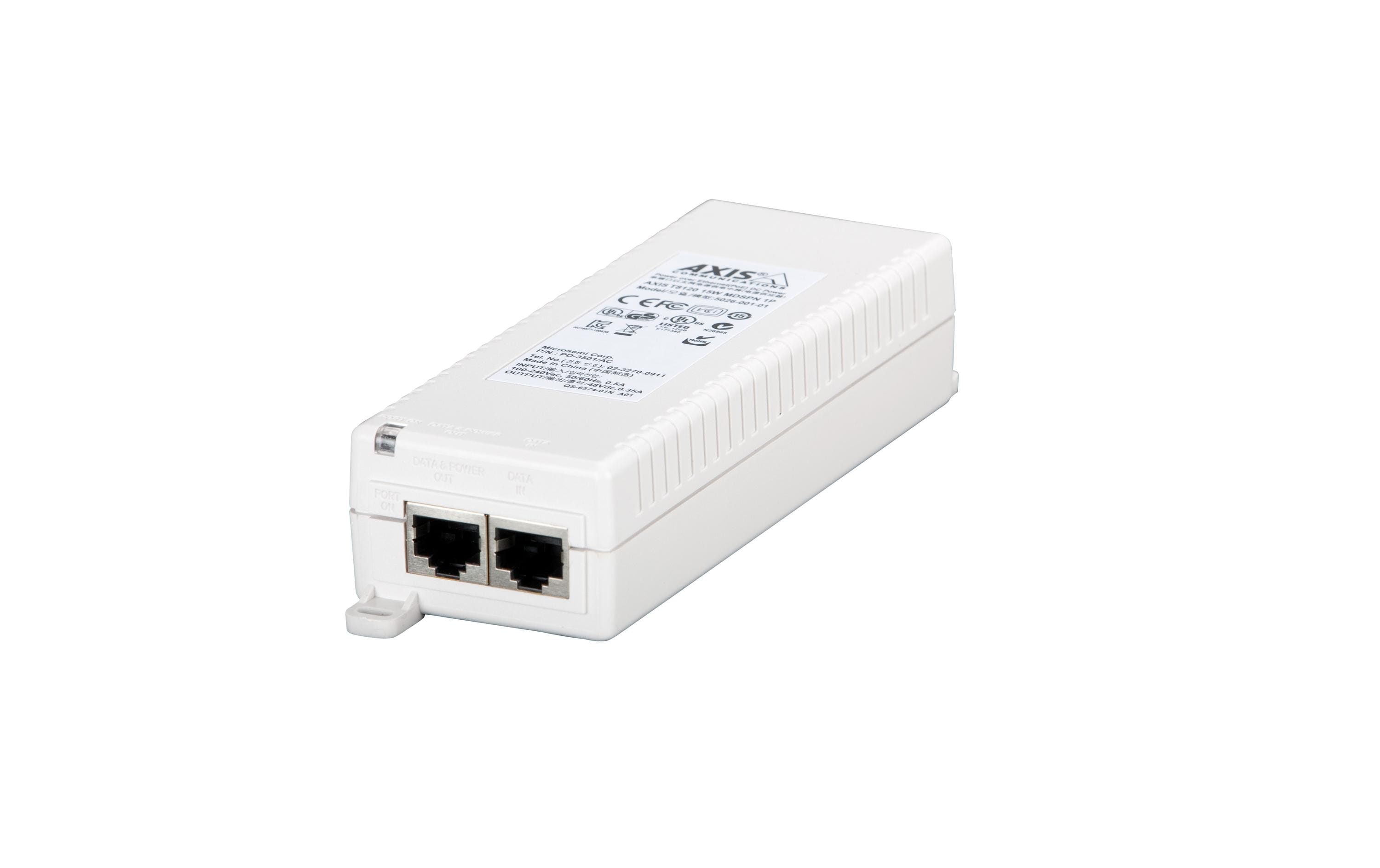 Axis T8120 Midspan 15 W 1-port PoE-Injektor Weiß