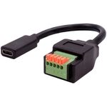 EXSYS GmbH Kabel-Adapter USB-C Buchse zu 5-pin Terminal Block mit Drucktaster, USB 2.0, 15 cm (EX-49122)