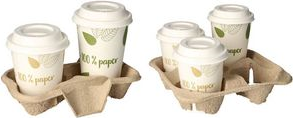 PAPSTAR Becherträger "To Go", aus Pappe, für 4 Becher Becherhalter / Tragetablett für Kaffeebecher "To Go", - 1 Stück (95284)