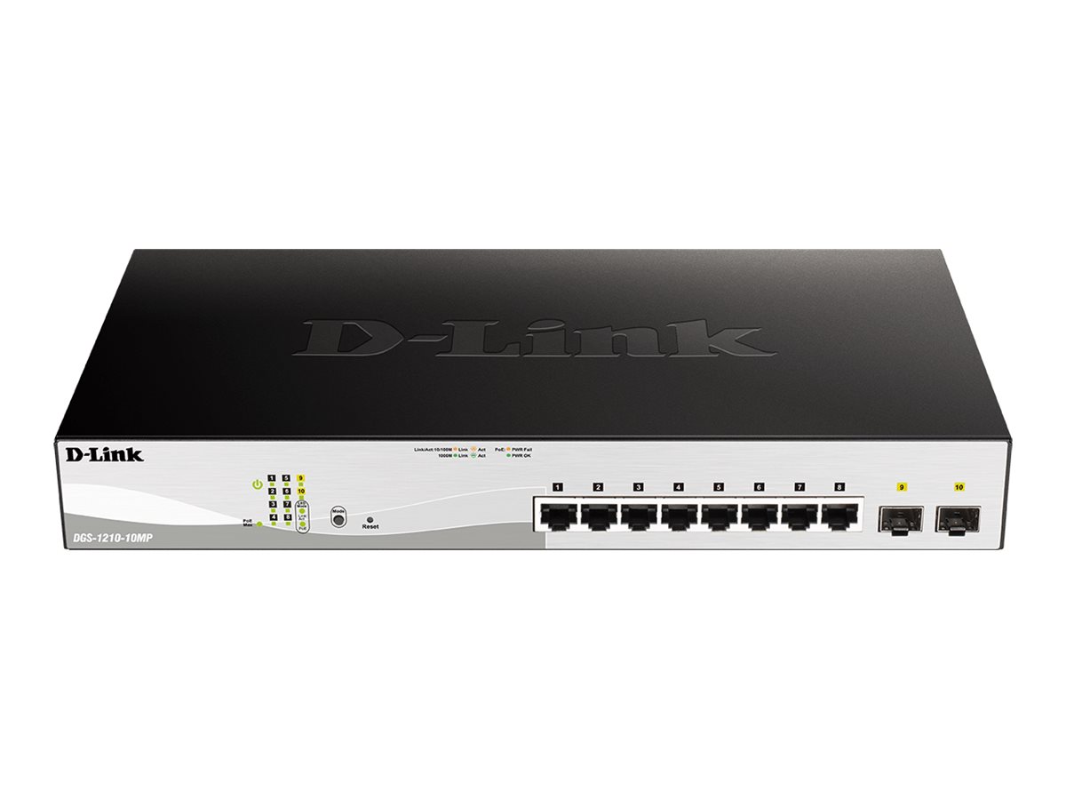 D-Link DGS-1210-10MP Managed Switch 10-Port L2+ PoE+ Schwarz, Grau