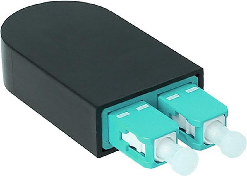 BlueOptics Lichtwellenleiter Loopback Adapter für OM3, G50/125µm Multimode SC/UPC-Duplex, aqua/türkis, Keramik Ferrule, -40°C bis +85°C (BOLBSCOM3)