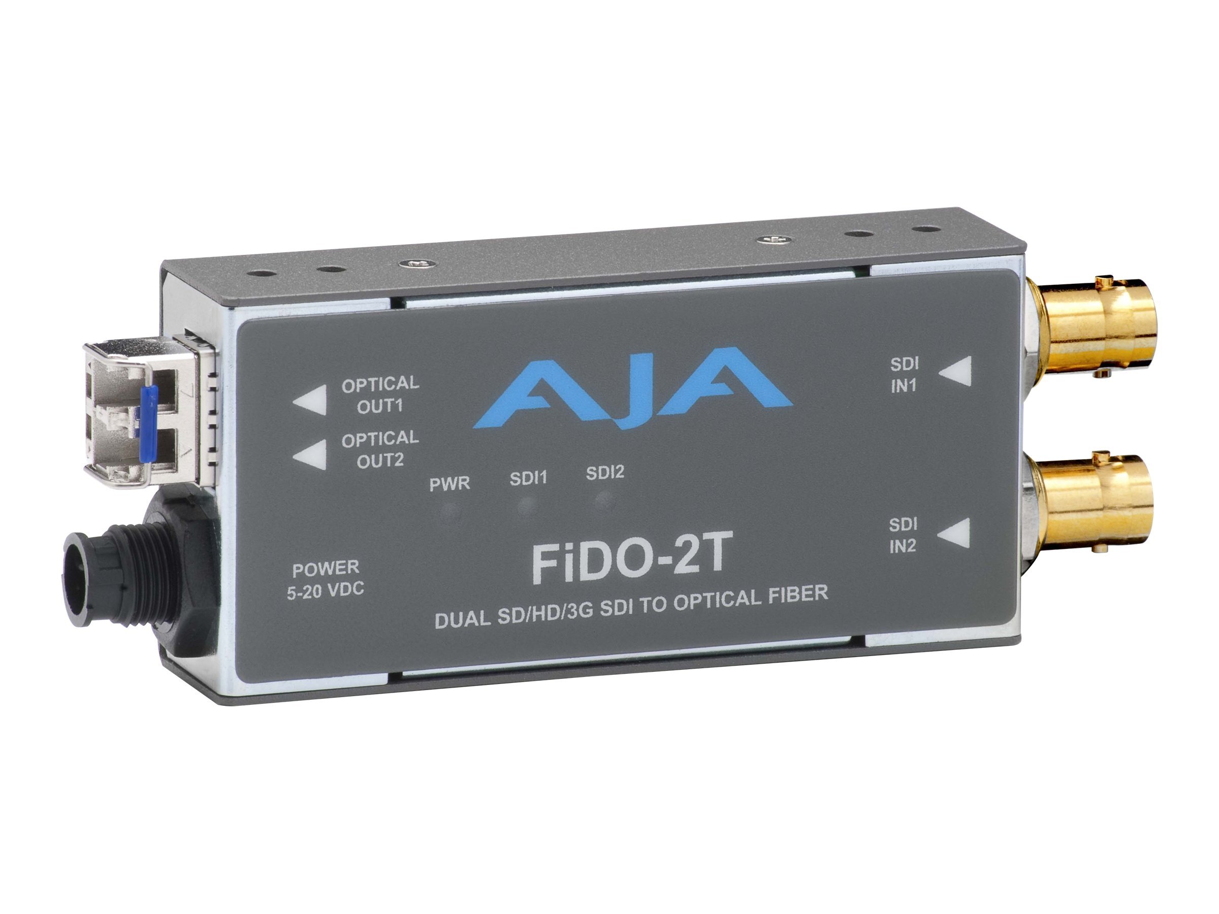 AJA FiDO-2T 2-Kanal 3G-SDI zu Single-Mode LC Fiber Transmitter Grau