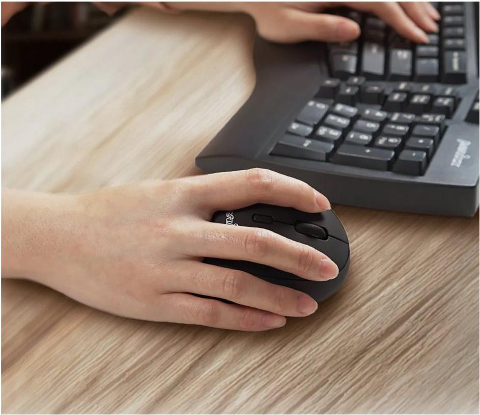 Perixx PERIMICE-719 Ergonomische Vertikal-Maus Kabelgebunden USB Optisch 6 Tasten Größe S Schwarz