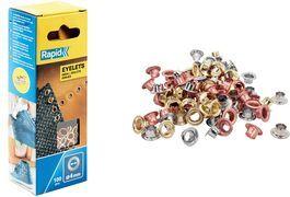 Rapid Ösen, Durchmesser: 4 mm, farbig sortiert, in Schachtel bsonders geeignet für die Nutzung mit Textilien, Leder, - 1 Stück (5000409)