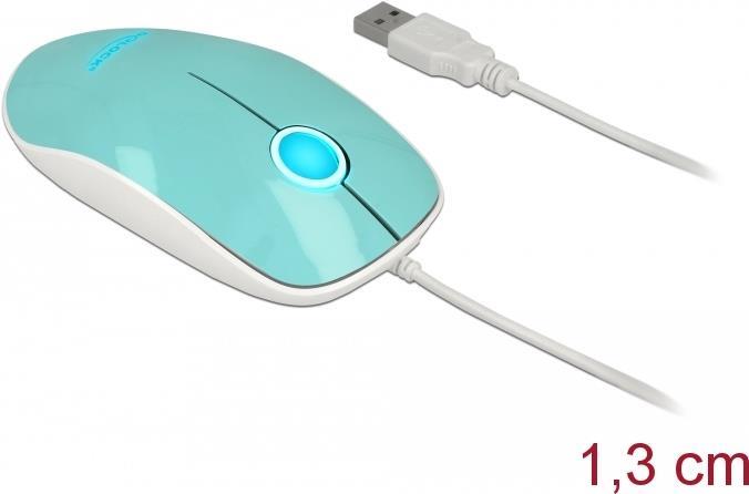 DELOCK Optische 3-Tasten LED Maus USB Typ-A türkis Delock