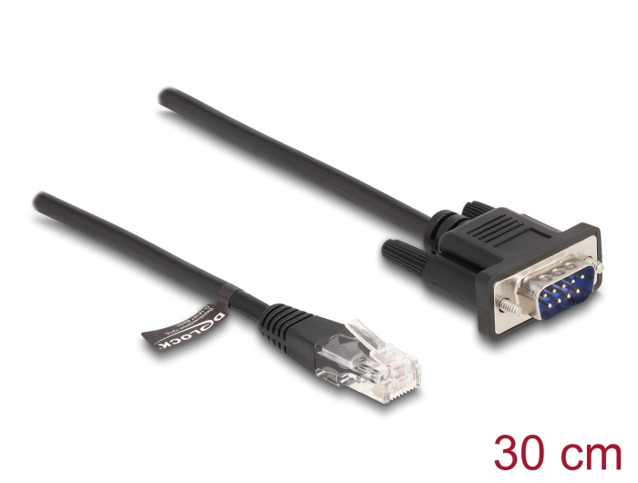Delock Serielles RS-232-Kabel RJ-45 zu D-Sub 9 30 cm Schwarz