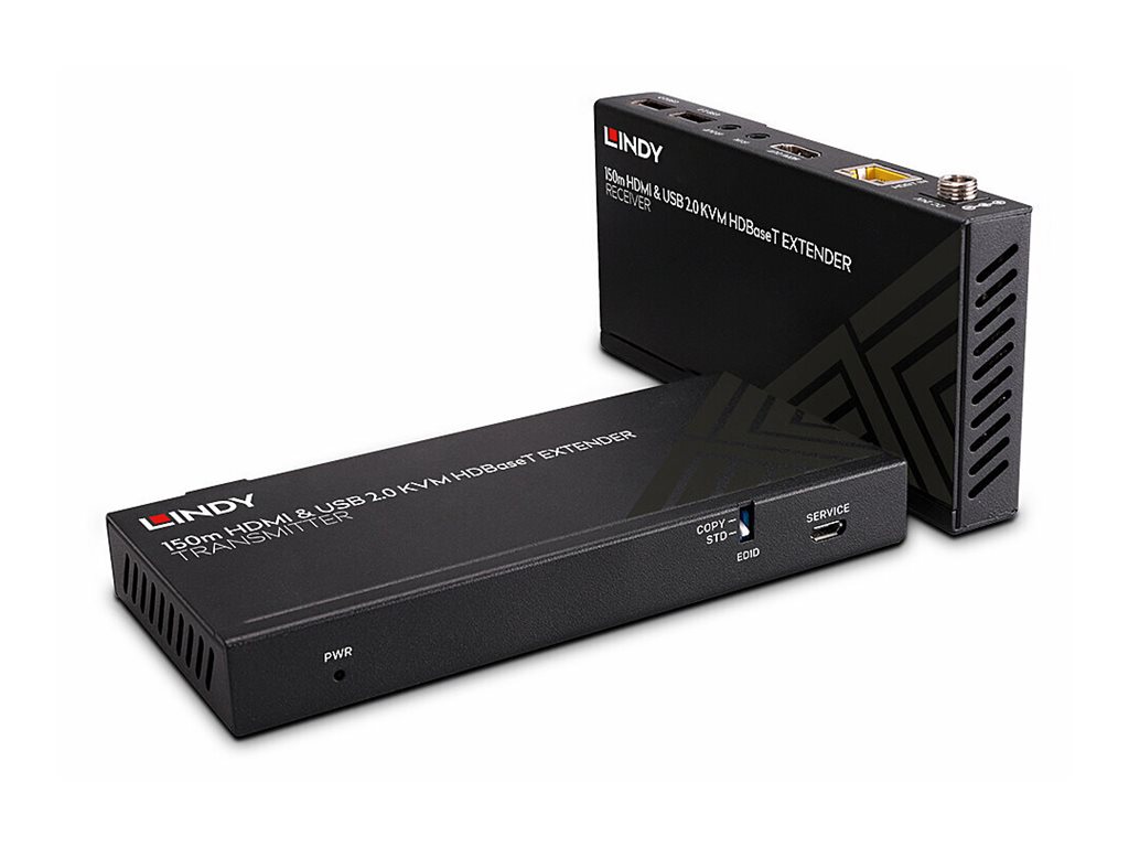 Lindy KVM-Extender Set 150 m Cat.6 HDBaseT HDMI 4K60 USB 2.0 & IR Schwarz